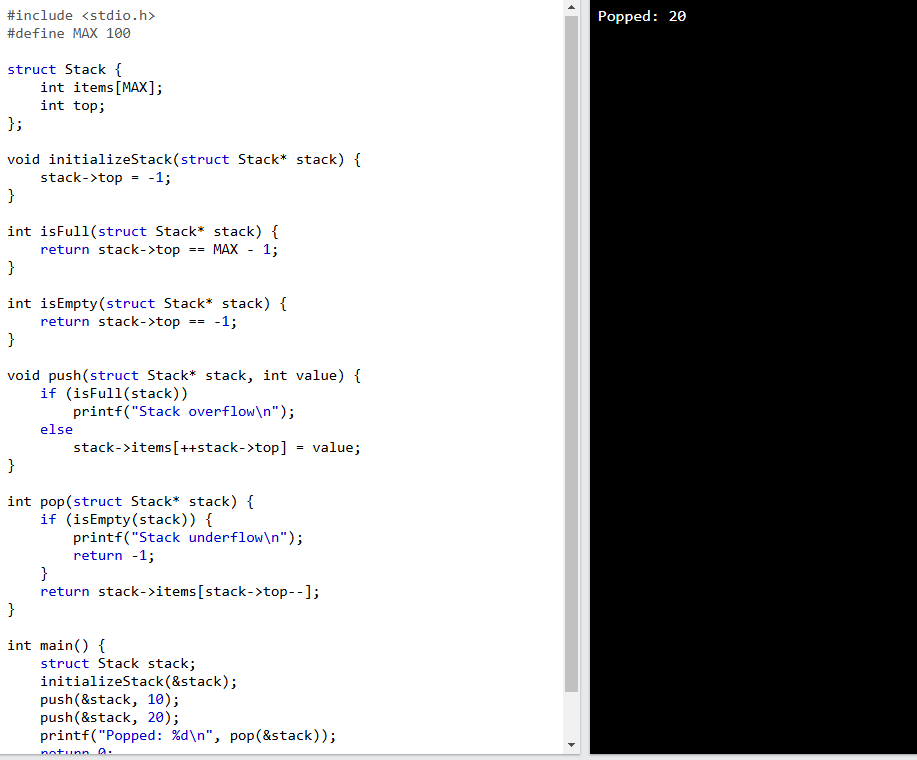 stacK IN C